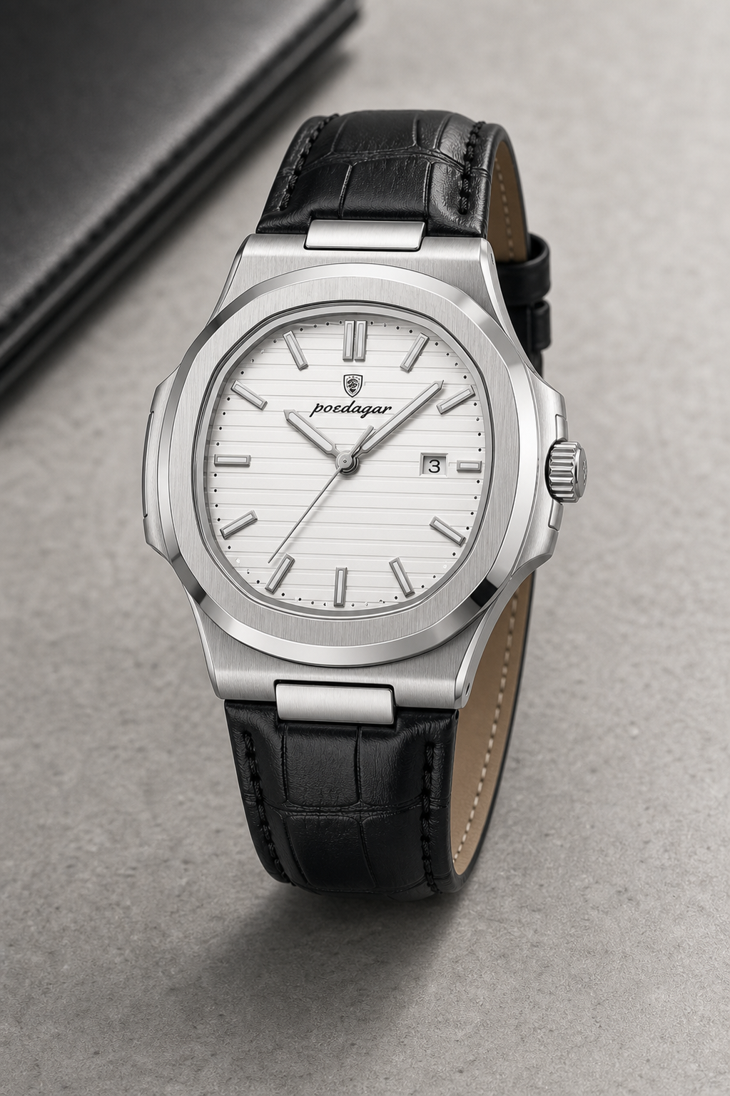 AI-GENERATED | source: Codex native GPT Image 2 img2img | purpose: elegant-uniform-background | product: Cronos | variant: Arctic Leather | original_ref: cro5.jpg / gid://shopify/MediaImage/44987056881953 | date: 2026-07-02 | target: PDP gallery