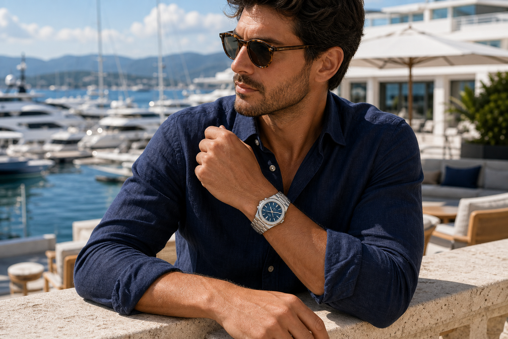 AI-GENERATED | source: Codex native GPT Image 2 img2img | purpose: model-marina-terrace | product: Fenix | variant: Ocean Blue | original_ref: fe6.jpg / gid://shopify/MediaImage/44987029815585 | date: 2026-07-02 | target: PDP gallery