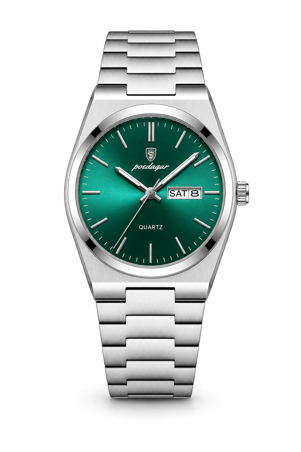 AI-GENERATED | source: Codex native GPT Image 2 img2img | purpose: white-front-packshot | product: Classic Edition | variant: Emerald Silver | original_ref: claaas.jpg / gid://shopify/MediaImage/44987022901537 | date: 2026-07-02 | target: PDP gallery